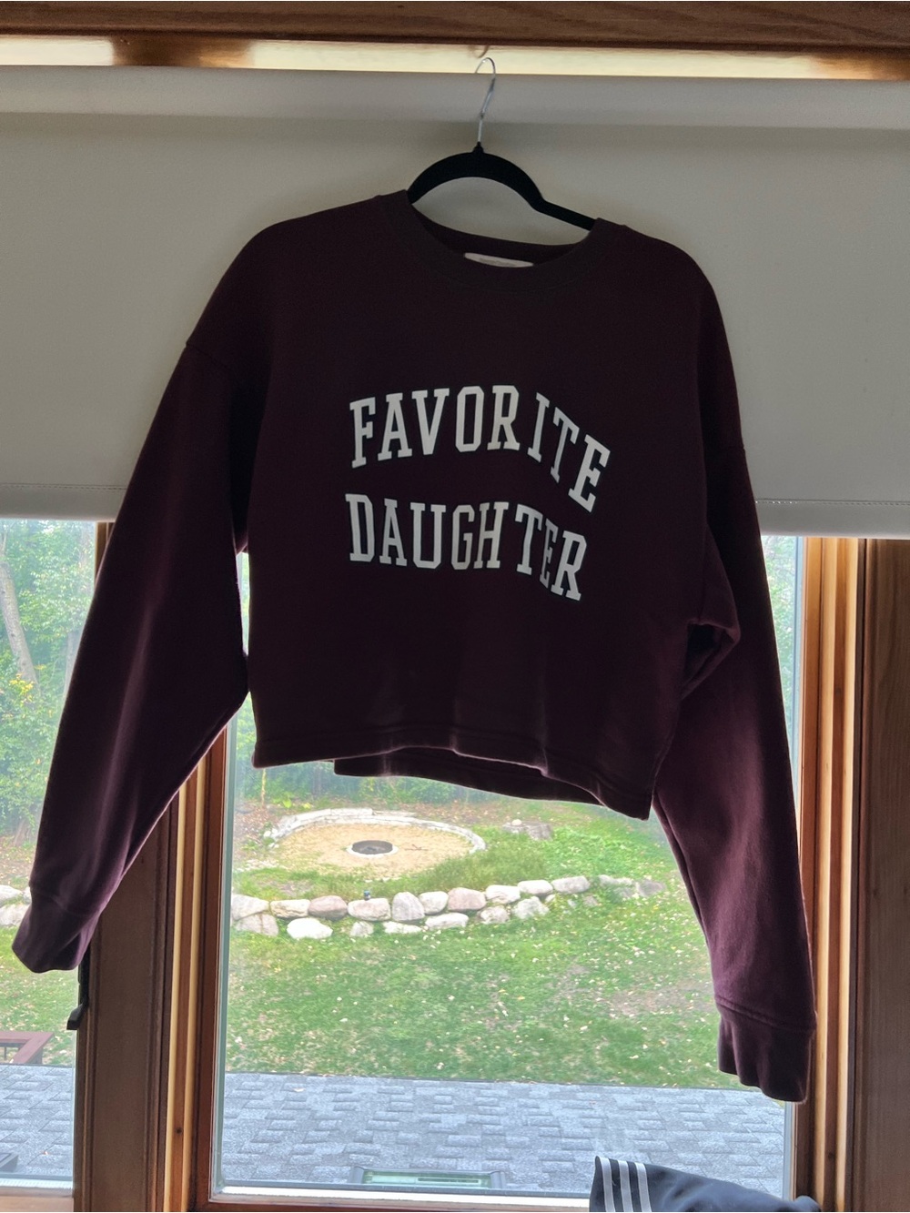 Favorite Daughter Cropped Crewneck Sweatshirt - Burgundy with White Logo